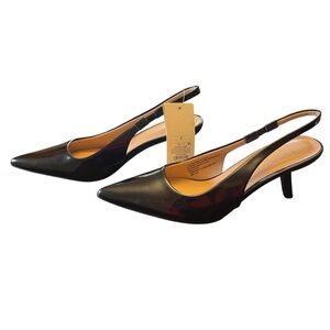 A New Day Aubrey Slingback Heels Women’s 7 Memory Foam Insole Patent Black Chic
